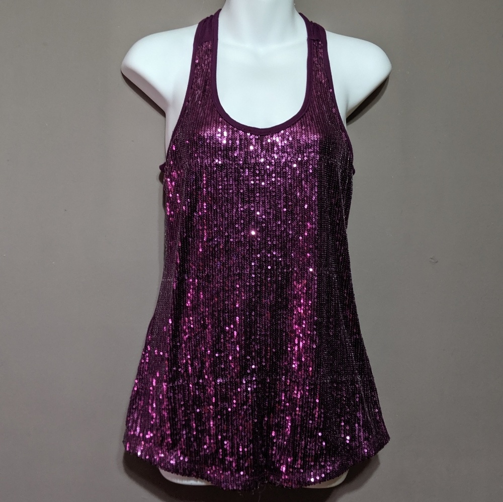 Purple sequin tank top